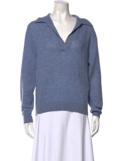 Pre-owned Khaite Cashmere V-neck Sweater In Blue