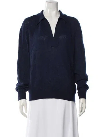 Pre-owned Khaite Cashmere V-neck Sweater In Blue
