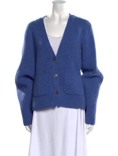 Pre-owned Khaite Cashmere V-neck Sweater In Blue