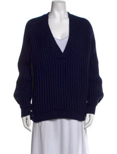 Pre-owned Khaite Cashmere V-neck Sweater In Blue
