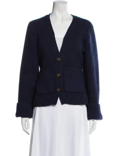 Pre-owned Khaite Cashmere V-neck Sweater In Blue