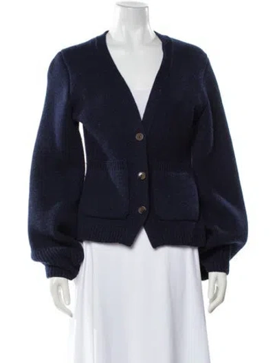 Pre-owned Khaite Cashmere V-neck Sweater In Blue