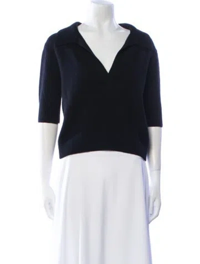 Pre-owned Khaite Cashmere V-neck Sweater In Blue