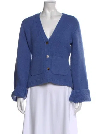 Pre-owned Khaite Cashmere V-neck Sweater In Blue