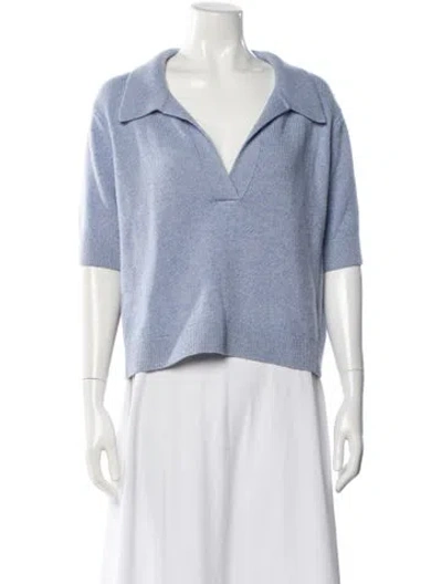 Pre-owned Khaite Cashmere V-neck Sweater In Blue