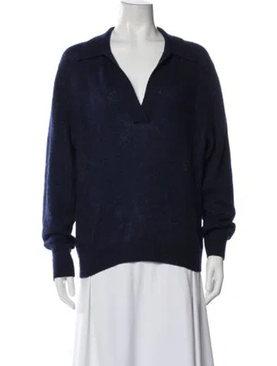 Pre-owned Khaite Cashmere V-neck Sweater In Blue
