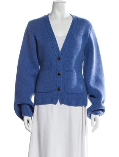 Pre-owned Khaite Cashmere V-neck Sweater In Blue