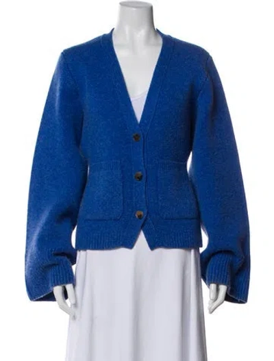 Pre-owned Khaite Cashmere V-neck Sweater In Blue