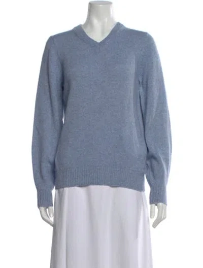 Pre-owned Khaite Cashmere V-neck Sweater In Blue