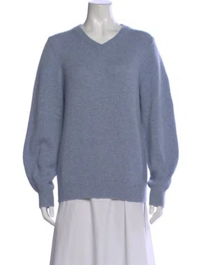 Pre-owned Khaite Cashmere V-neck Sweater In Blue