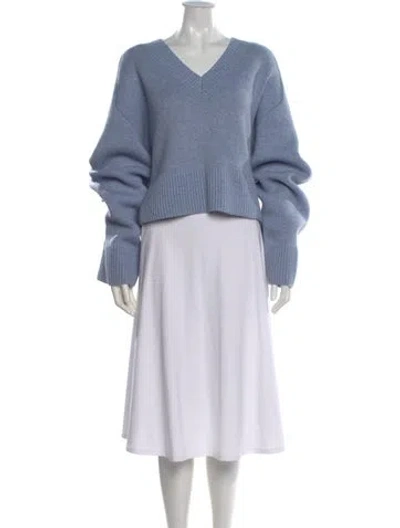 Pre-owned Khaite Cashmere V-neck Sweater In Blue