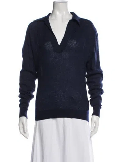 Pre-owned Khaite Cashmere V-neck Sweater In Blue