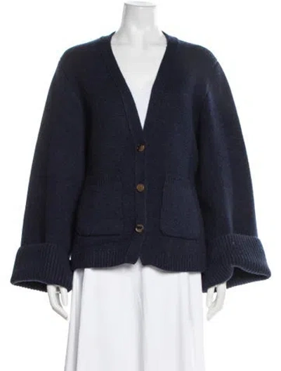 Pre-owned Khaite Cashmere V-neck Sweater In Blue
