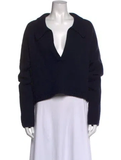 Pre-owned Khaite Cashmere V-neck Sweater In Blue