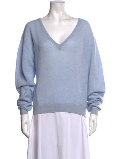 Pre-owned Khaite Cashmere V-neck Sweater In Blue