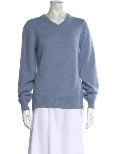 Pre-owned Khaite Cashmere V-neck Sweater In Blue