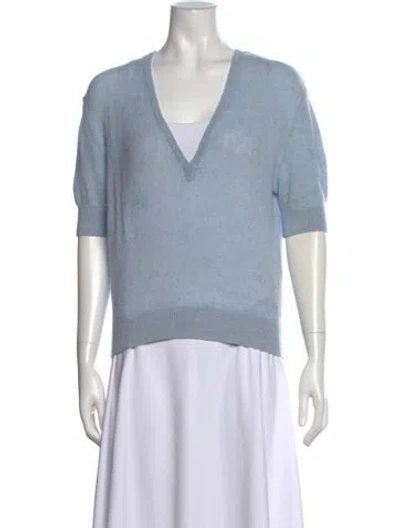Pre-owned Khaite Cashmere V-neck Sweater In Blue