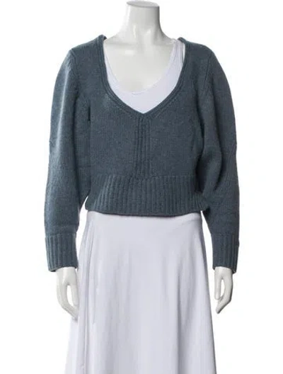 Pre-owned Khaite Cashmere V-neck Sweater In Blue
