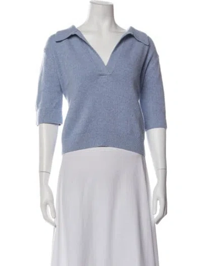Pre-owned Khaite Cashmere V-neck Sweater In Blue