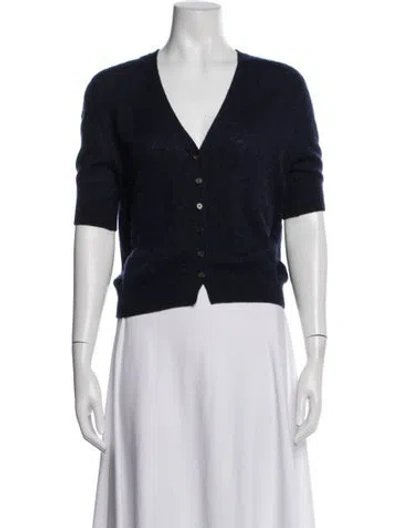 Pre-owned Khaite Cashmere V-neck Sweater In Blue/white