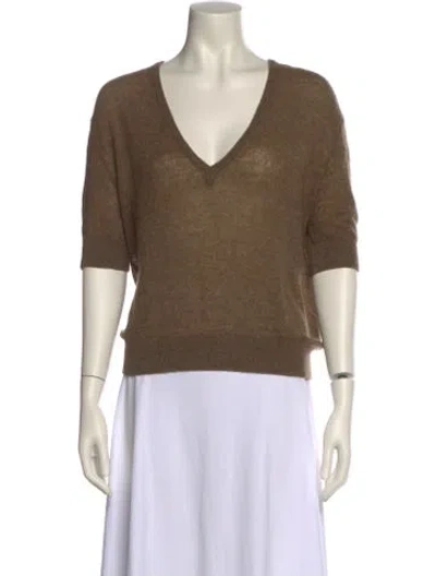 Pre-owned Khaite Cashmere V-neck Sweater In Brown