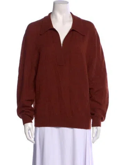 Pre-owned Khaite Cashmere V-neck Sweater In Brown