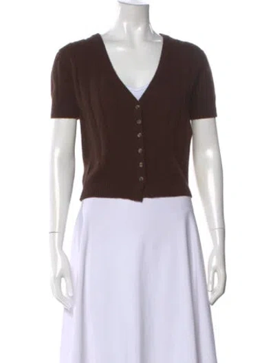 Pre-owned Khaite Cashmere V-neck Sweater In Brown