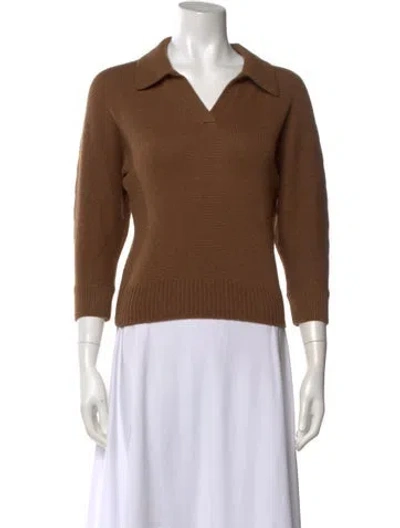 Pre-owned Khaite Cashmere V-neck Sweater In Brown