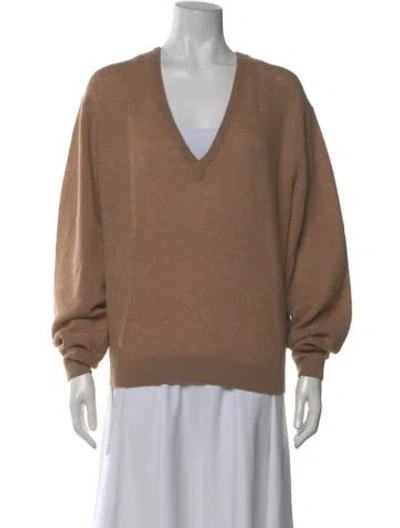 Pre-owned Khaite Cashmere V-neck Sweater In Brown