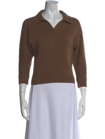 Pre-owned Khaite Cashmere V-neck Sweater In Brown