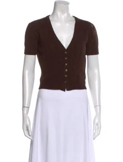 Pre-owned Khaite Cashmere V-neck Sweater In Brown