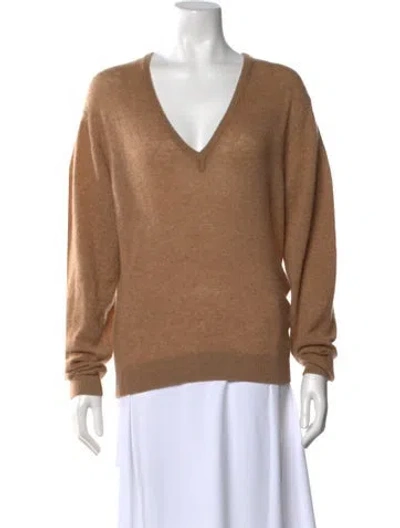Pre-owned Khaite Cashmere V-neck Sweater In Brown