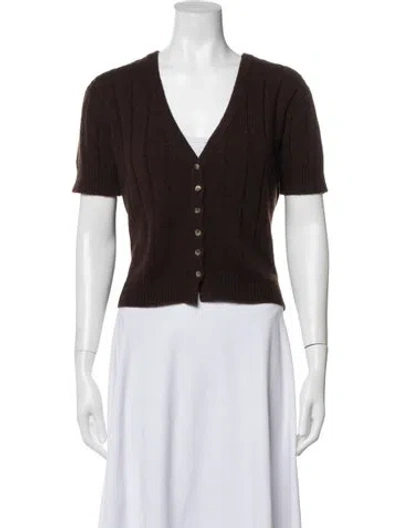 Pre-owned Khaite Cashmere V-neck Sweater In Brown