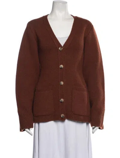 Pre-owned Khaite Cashmere V-neck Sweater In Brown