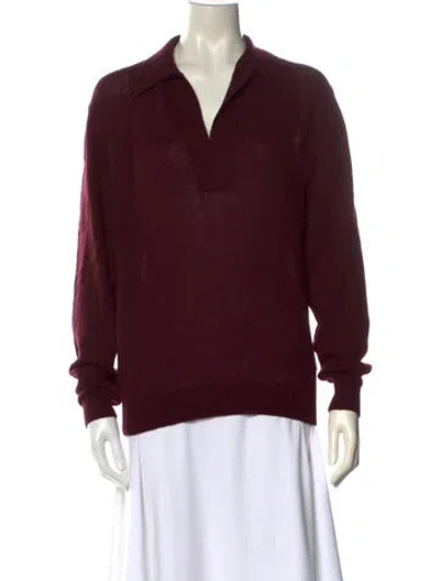 Pre-owned Khaite Cashmere V-neck Sweater In Burgundy