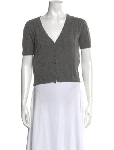 Pre-owned Khaite Cashmere V-neck Sweater In Gray