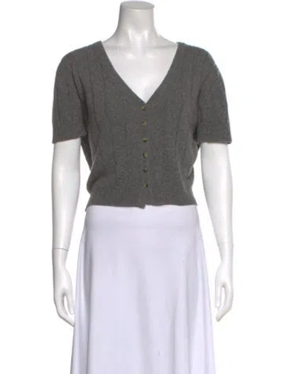 Pre-owned Khaite Cashmere V-neck Sweater In Gray