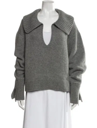 Pre-owned Khaite Cashmere V-neck Sweater In Gray