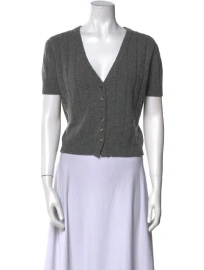 Pre-owned Khaite Cashmere V-neck Sweater In Gray