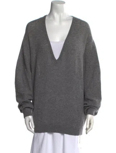 Pre-owned Khaite Cashmere V-neck Sweater In Gray