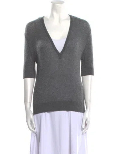Pre-owned Khaite Cashmere V-neck Sweater In Gray