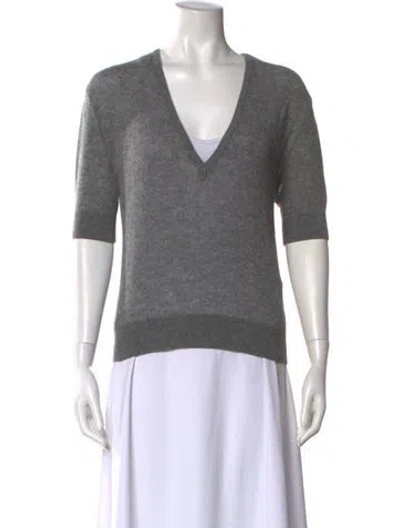 Pre-owned Khaite Cashmere V-neck Sweater In Gray