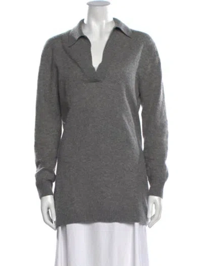 Pre-owned Khaite Cashmere V-neck Sweater In Gray