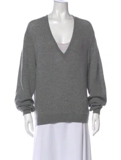 Pre-owned Khaite Cashmere V-neck Sweater In Gray