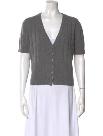 Pre-owned Khaite Cashmere V-neck Sweater In Gray