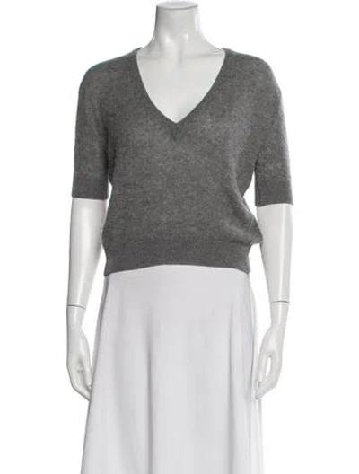 Pre-owned Khaite Cashmere V-neck Sweater In Gray