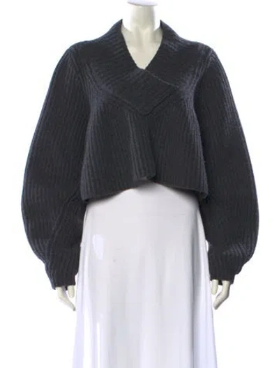 Pre-owned Khaite Cashmere V-neck Sweater In Gray