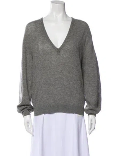 Pre-owned Khaite Cashmere V-neck Sweater In Gray
