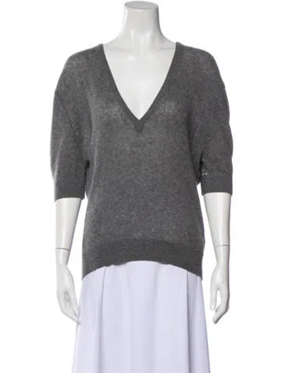 Pre-owned Khaite Cashmere V-neck Sweater In Gray