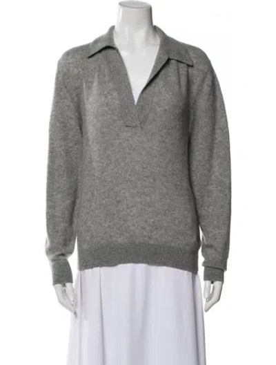 Pre-owned Khaite Cashmere V-neck Sweater In Gray